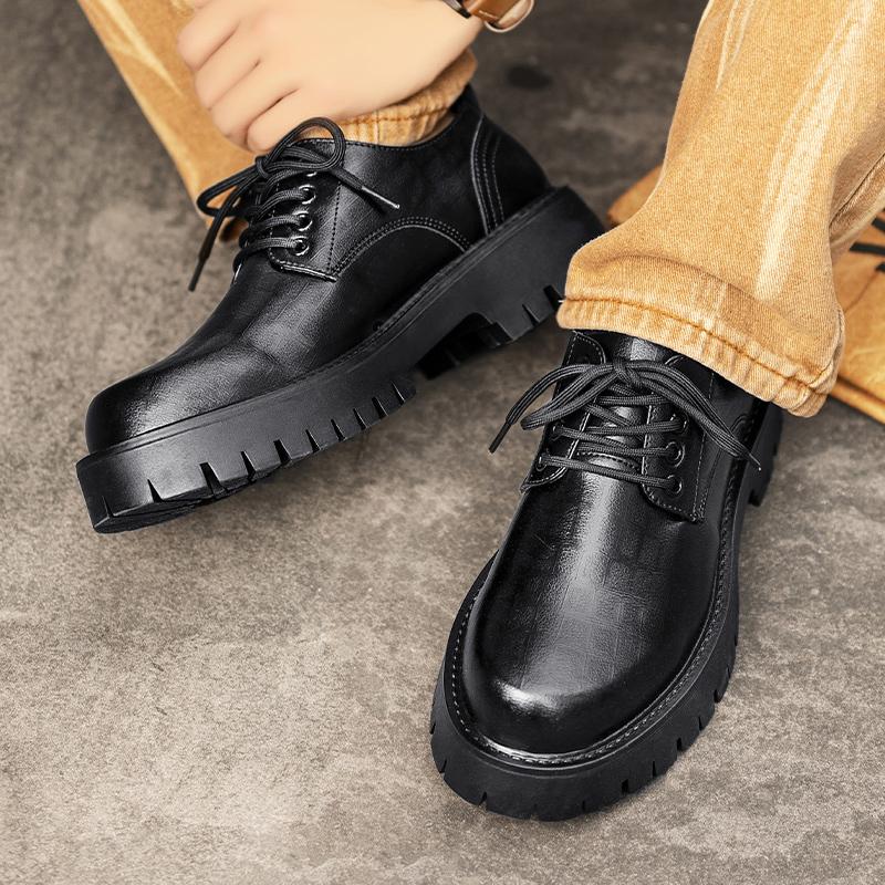 Pánské kožené boty se silnou podrážkou Klasické a všestranné černé Denní kancelářské venkovní Párty svatba obchodní boty zvyšující výšku