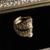 Li Luo Vintage Gold Gebürsteter 925 Sterling Silber Verstellbarer Damenring