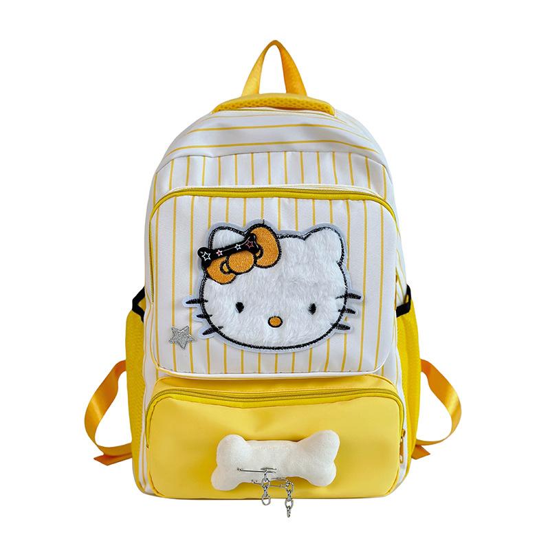 Cartoon Boys And Girls Backpack, Foreign Style Striped Cute Cat, Primary School Student Schoolbag, Large Capacity Children S Backpack