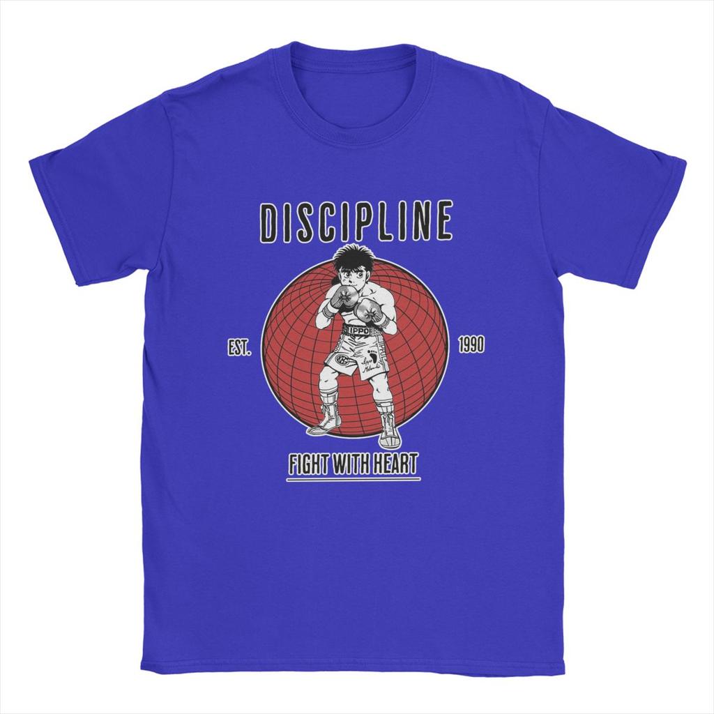 Hajime No Ippo Discipline Anime T-Shirt for Men Novelty Pure Cotton Tees Crewneck Short Sleeve T Shirt Plus Size Tops