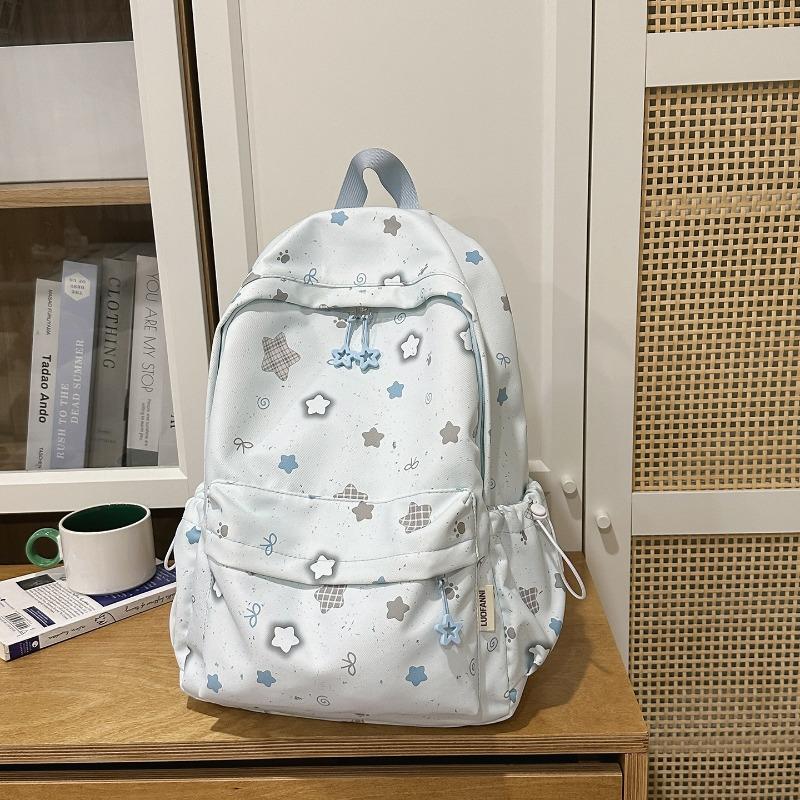 Korean Schoolbag Junior High School Girls Ins Fresh Stars High Value Backpack High School Students Large Capacity Lightweight Backpack