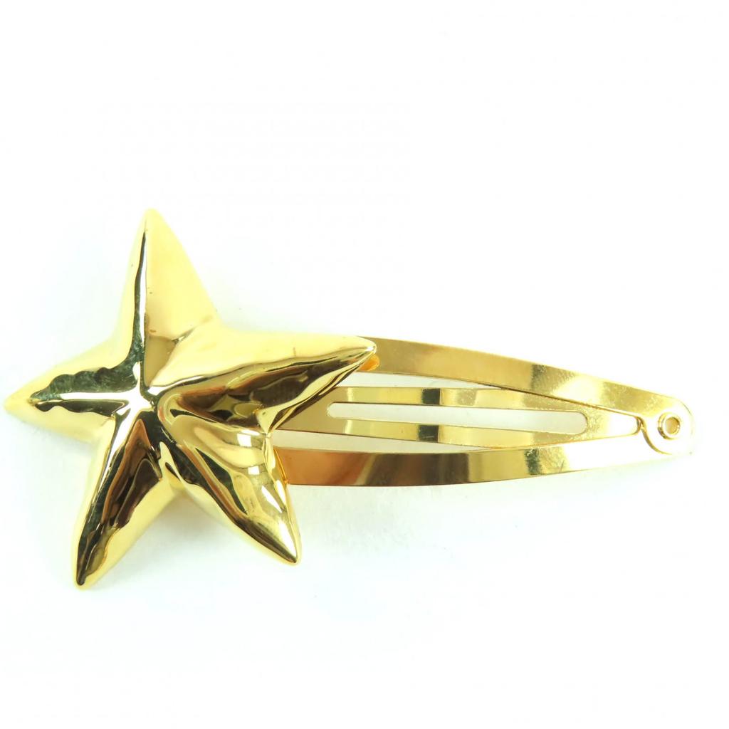 Pristine SAINT LAURENT YSL Heart and Starfish Motif Hair Barrette and Logo Set Used