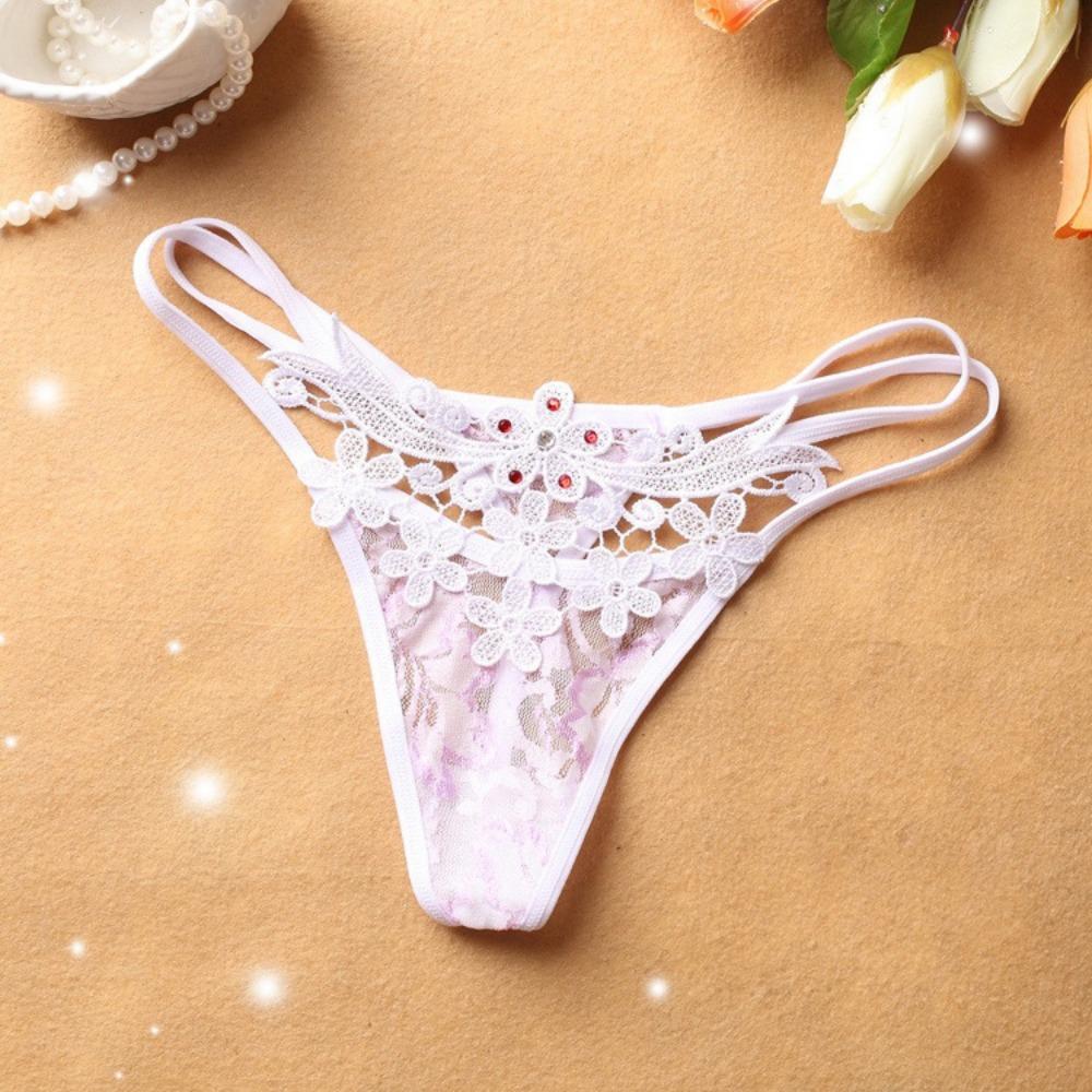 Ladies Sexy Temptation Thong Rhinestone Triangle Panties Beautiful Buttocks Low Waist Luxury Women's Panties T Pants Wholesale 2015