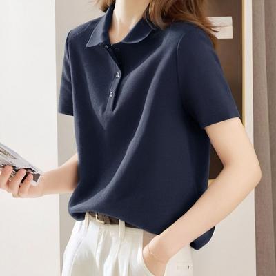 Short-sleeved Polo Collar Shirt Women's Summer Loose Top Casual Shirt
