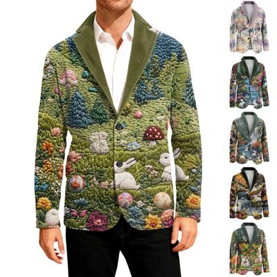 Men's Business Casual Fashion Printed Corduroy Jacket