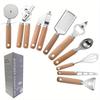9PCS/Set Creative Kitchen Wooden Handle Small Kitchenware Stainless Steel Combination Cake Wheel Cheese Knife Planer