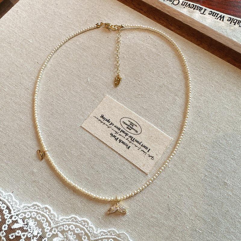 Elegant Fishtail Pearl Necklace with Tassel Pendant for Women