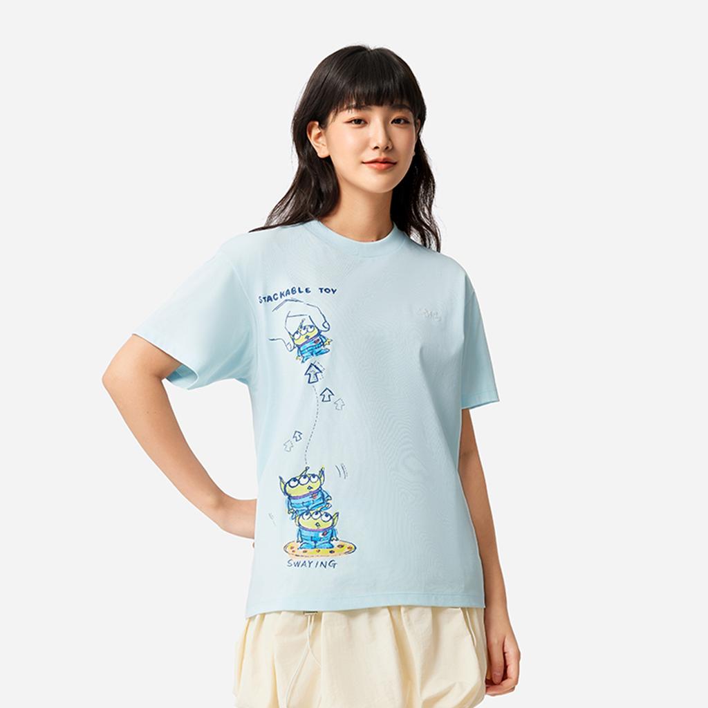 Li Ning X Disney Toy Story Series Large Print American Vintage Casual Fashion Comfortable Breathable Round Neck Short Sleeve T-Shirt AHSV692-2