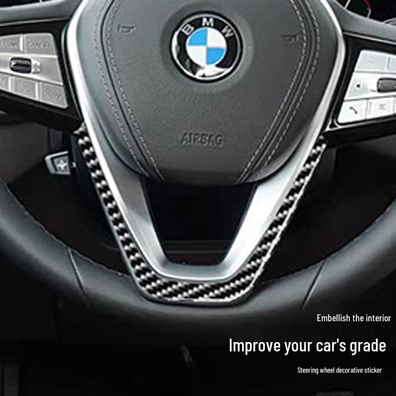 BMW Seria 5 G30 525i/530 2018-2021 Naklejka wykończeniowa kierownicy z włókna węglowego