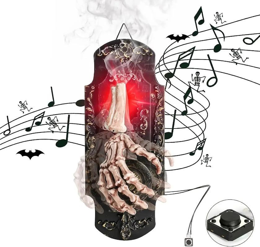 Halloweenowy Czujnik Dzwonka do Drzwi w Sprayu z Blokadą, Światłem i Dźwiękiem Aktywowany Dotykiem Dekoracja Nawiedzonego Domu Straszny Rekwizyt na Drzwi do Sztuczki