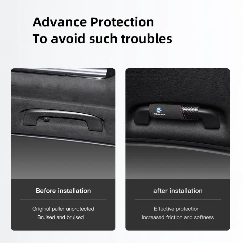 Lmn1 2Pcs Car Interior Door Handle Cover Handgrip Protect Casing For VW GTI Polo Golf Passat Tiguan Arteon Touareg Taigo Caddy Jetta