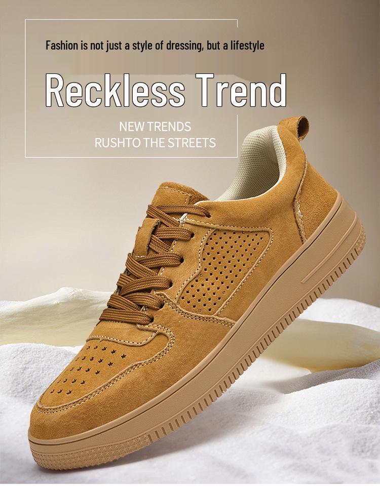 Men's Spring Low-Top Breathable Suede Retro Sneakers - Large Size Casual Shoes