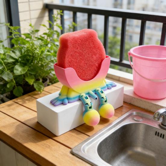Soporte para Esponjas Impreso en 3D con Patas de Drenaje para Baño Cocina Encimera Soporte para Esponjas Organizador Multifuncional de Esponjas Estante de Almacenamiento