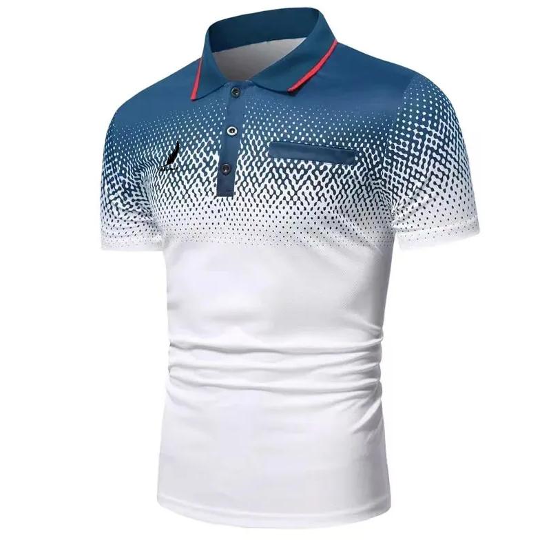 New Men's Printed Casual Turn-down Collar Polo Shirt Men's Business Casual Short-sleeved Shirt