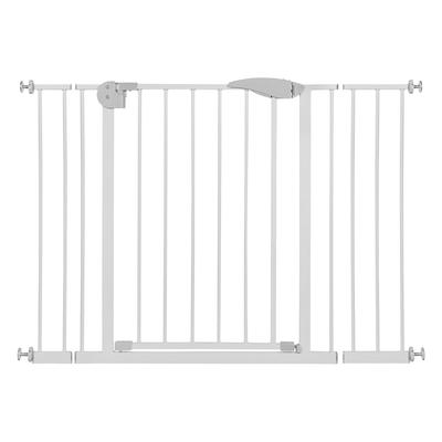 Child Safety Gate with Dog Door, Adjustable Width 75–115 Cm, Height 76 Cm, Stair Gate for Pets, Drill-Free Installation, Metal, Plastic