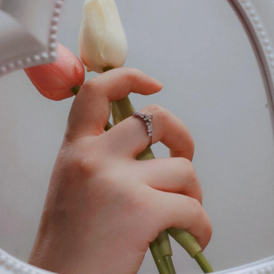 Prsten s korunkou ze zirkonu v korejském stylu: Trendy, Luxusní a Módní Nastavitelný Design