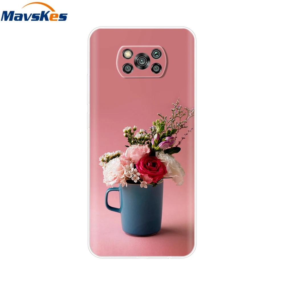 Flower Phone Case For Xiaom Poco X3 NFC Cute Heart Cartoon Funda For Poco X3 Pro Soft TPU Cover For Poco X3 NFC PocoX3 Pro Shell