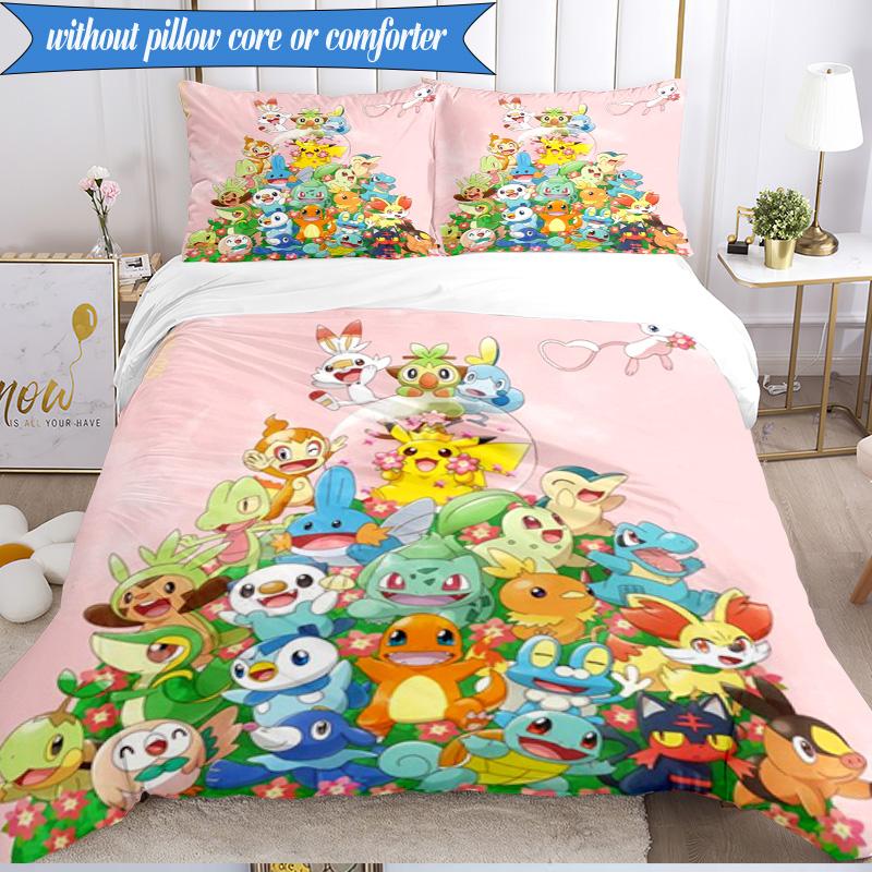 Cute Pika Adventure 3pcs K-pop Music Group Bedding set,Ideal for Bedroom, Dormitory,Including Duvet Cover And 2pcs Pillowcases,Fan Gifts