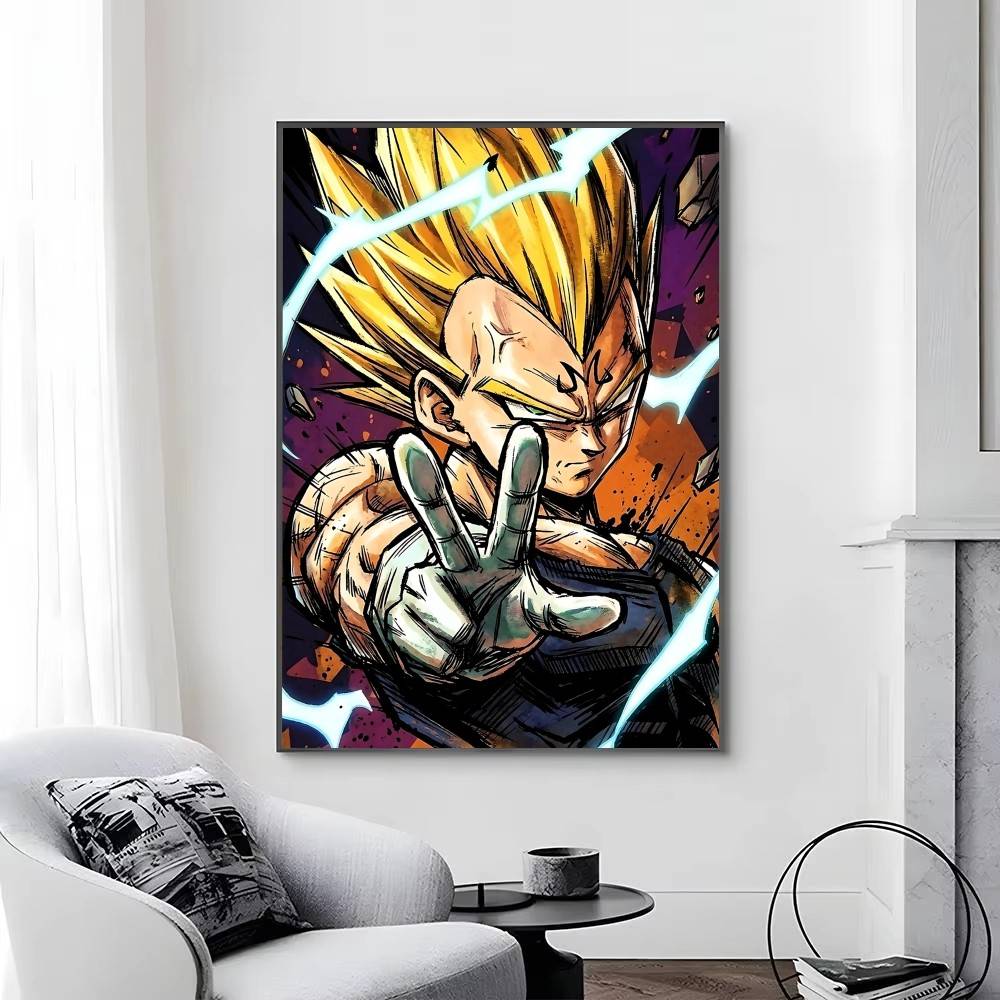 1pc Anime DRAGON BALL Vegeta Posters Self-adhesive Paper Print Home Living Room Bedroom Entrance Bar Cafe Art