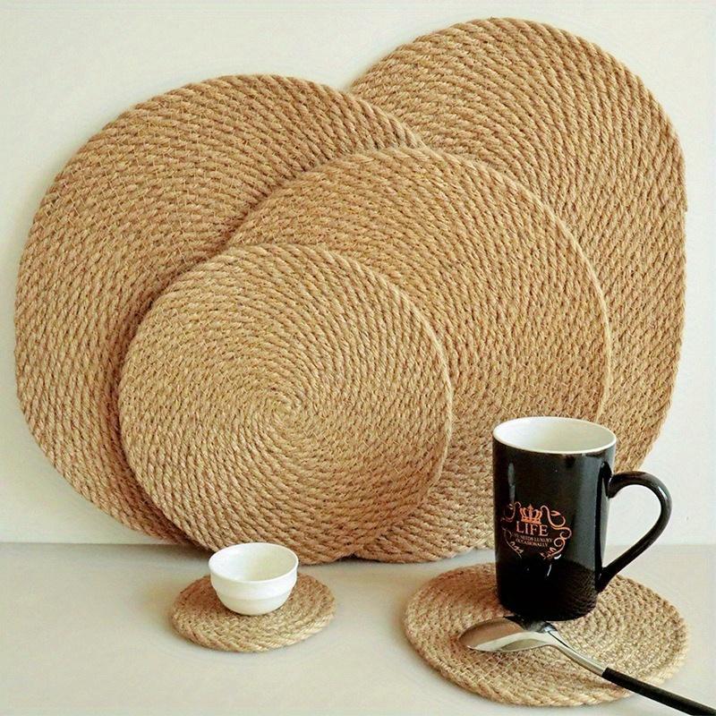 Linen Straw Insulation Mat, Dining Table Placemat, Straw Coaster, Home Mug Mat