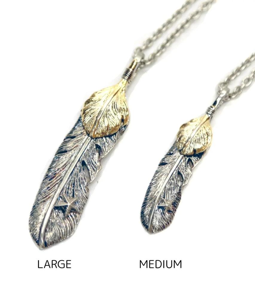 TMT Necklace (Double Feather Top, Size M) [TACF22SP08  DOUBLE FEATHER TOP] Brass SILVER FR