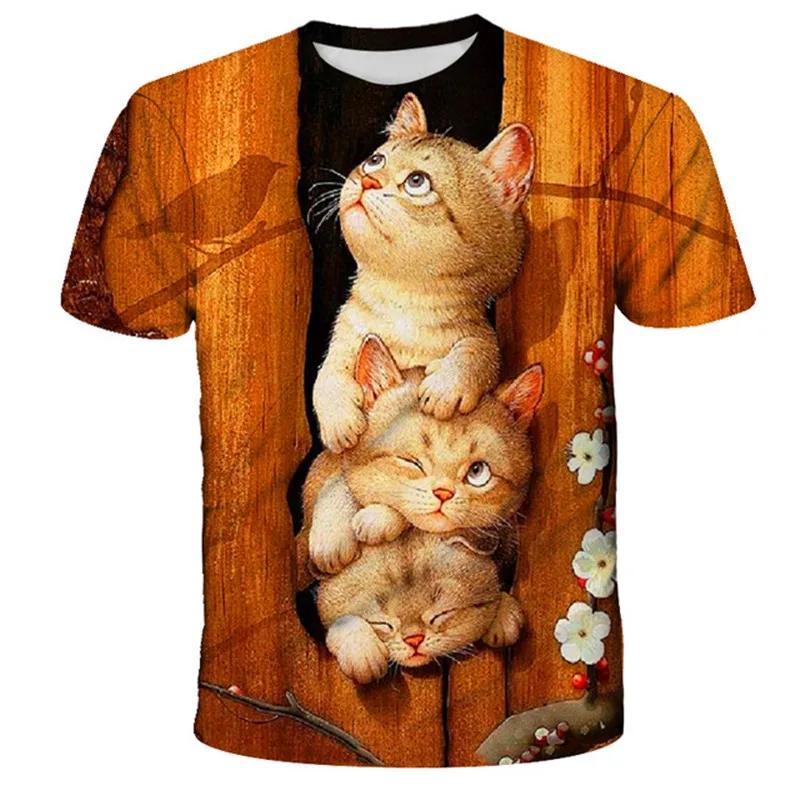 2025 Kawaii Cat 3D Print T Shirt Kids Summer Fashion Casual T-shirt Boy Girl Unisex Children's Clothing Tshirt Girls Clothes Tops