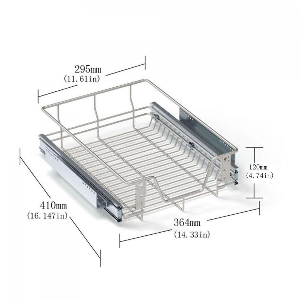 Pull Out Cabinet Organizer Basket Slide Drawer Storage Rack Iron Construction Easy