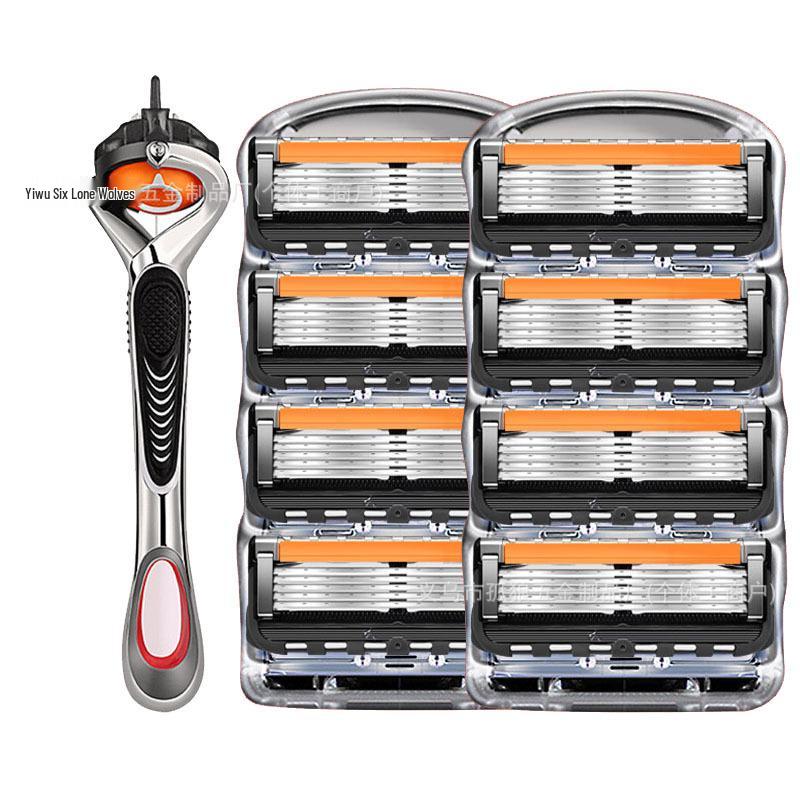 Five-Layer Anti-Scratch Razor, Stainless Steel Manual Shaver with Gillette Fusion5-Compatible Head