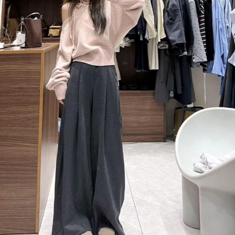 

New Autumn/Winter Maternity Wool Skirt Pants - Casual Wide-Leg, Floor-Length L темно-серого