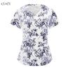 Damen Krankenschwester Kurzarm OP-Uniformen Frau Weiches Scrub-Top T-Shirt mit Taschen Atmungsaktives & Pflegeleichtes Gewebe Krankenschwester Oberteile