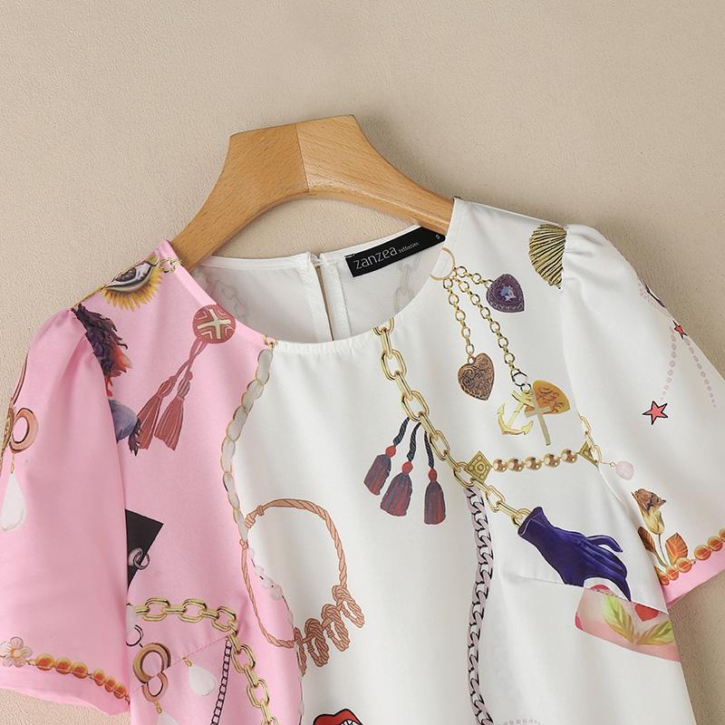 ZANZEA Frauen Casual O-Ausschnitt Kurzarm Sommer Print Kleid