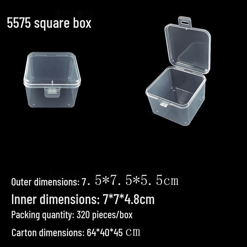 Square Transparent PP Plastic Storage Box for Electronics and Earbuds