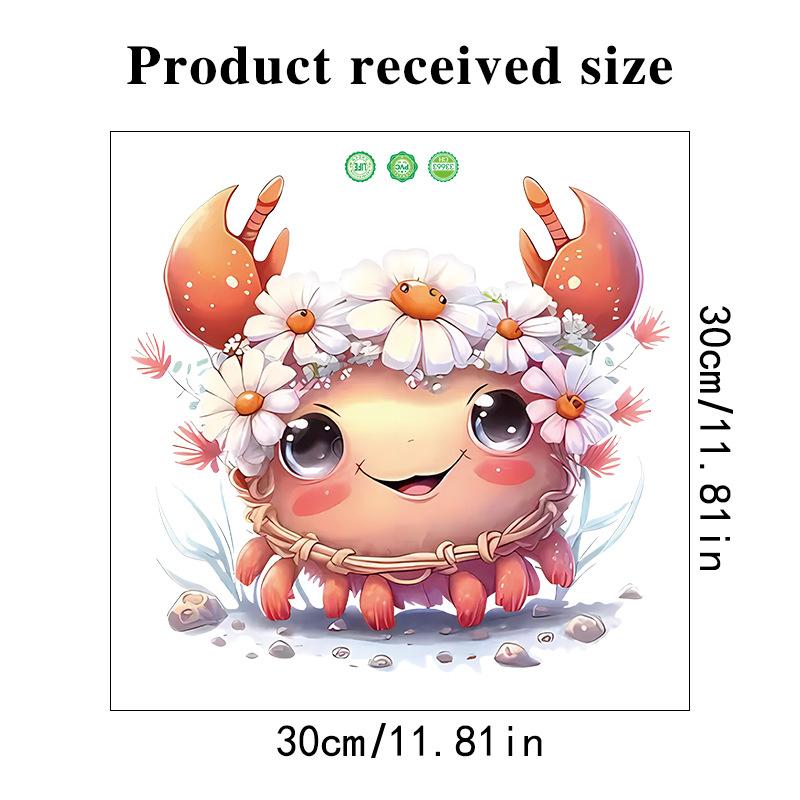 

Мультяшные наклейки для ванны в виде цветка-краба, детские наклейки на унитаз, водонепроницаемый самоклеящийся винил, настенное искусство для декора ванной комнаты, детской 30x30CM разноцветный