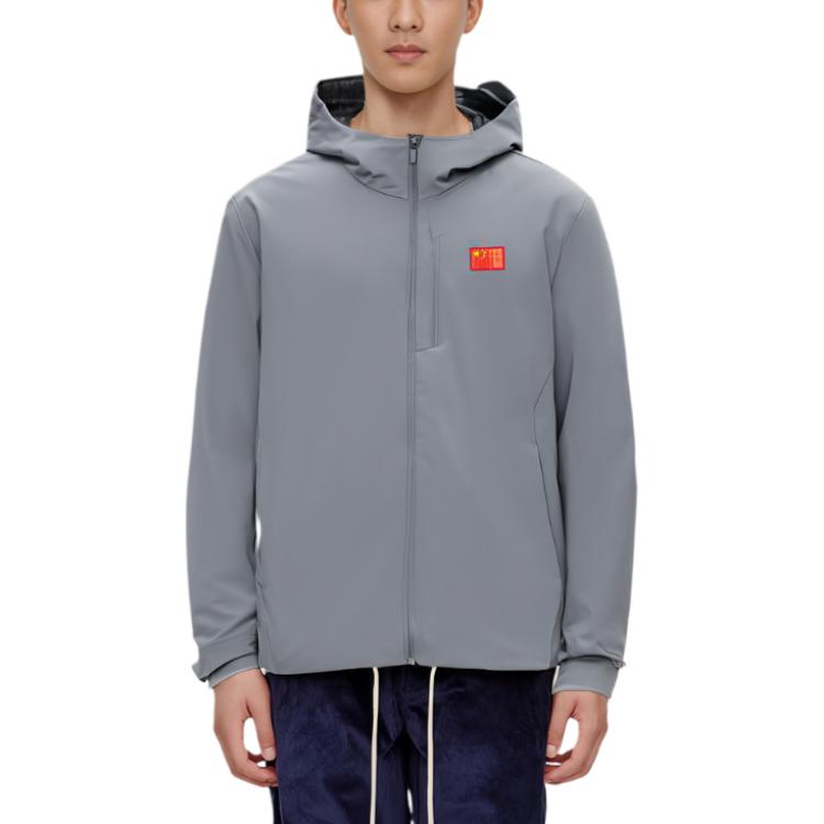 Anta Champion All-Weather Series Solid Color Zipper Hooded Fleece Woven Jacket Men Jackets Cloud-Gray 152410602-5