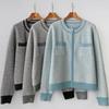 Open Run Women Classic Two Pocket Pattern Zip No Collar Cardigan