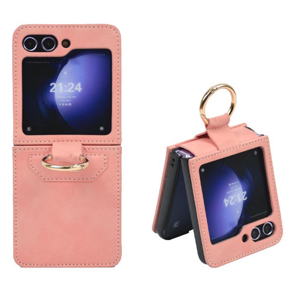 Pro Samsung Galaxy Z Flip7 FE 5G/Z Flip6 5G Pouzdro Držák prstenu Stojánek Kůže+PC Kryt telefonu