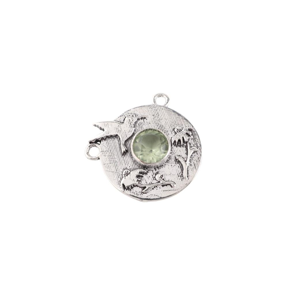 Green Amethyst Gemstone 925 Sterling Silver Jewelry Handmade Women Pendant0.92" CP-34-11