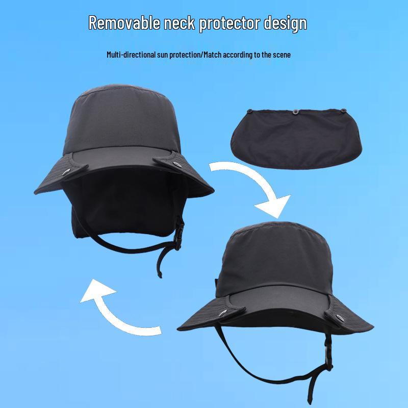UPF50+ Quick-Dry Breathable Sunshade Fisherman Hat with Neck Protection rosso