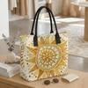  Boho Sun Print Tote Bag Large Capacity Casual Canvas Shoulder Bag for Daily Use