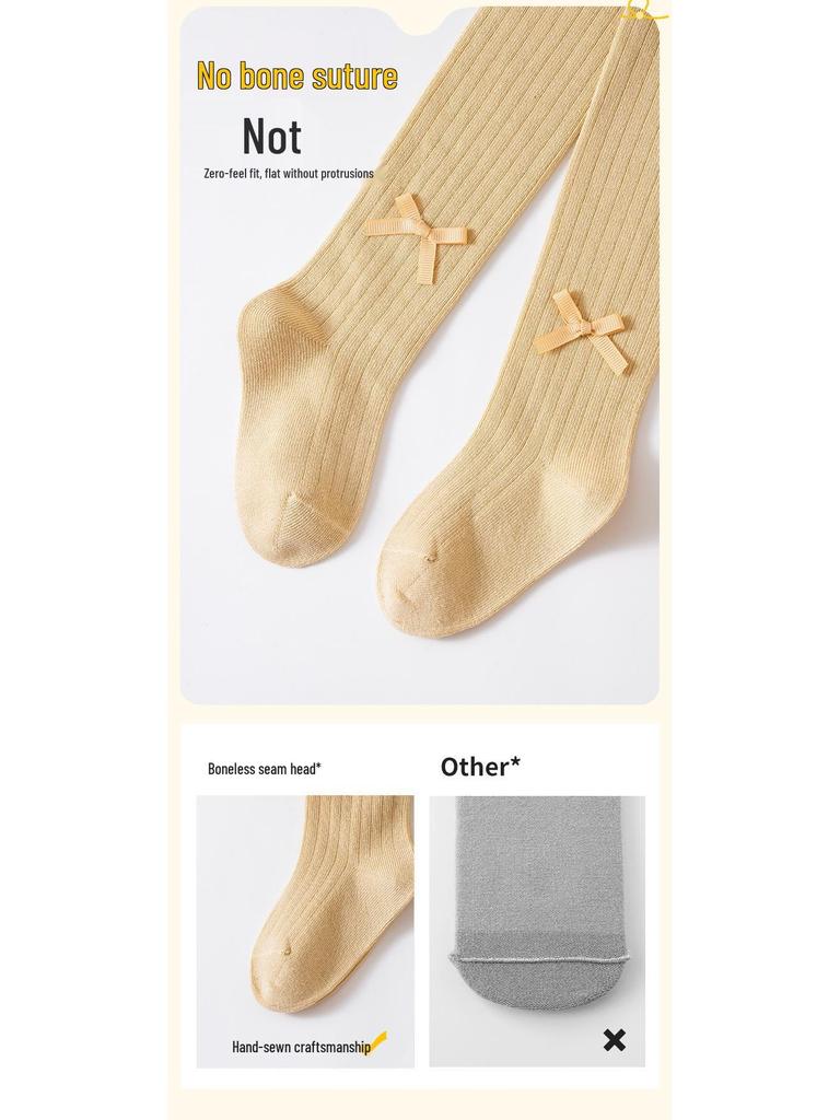 2025 A/W Baby Strampler mit Schleife aus gekämmter Baumwolle - Neugeborene Unifarbene PP-Hose für Frühling/Herbst