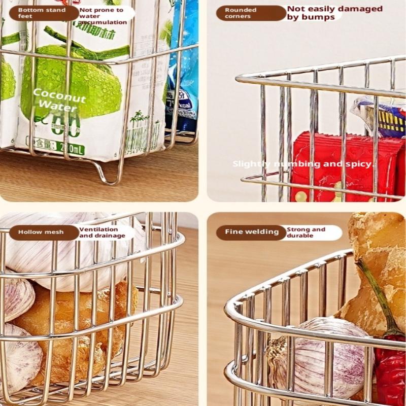 Onion Ginger Garlic Kitchen Shelf Wall Hanging Condiments Spice Vegetable Fruit Storage Rack Wall Drain Basket Punch-Free