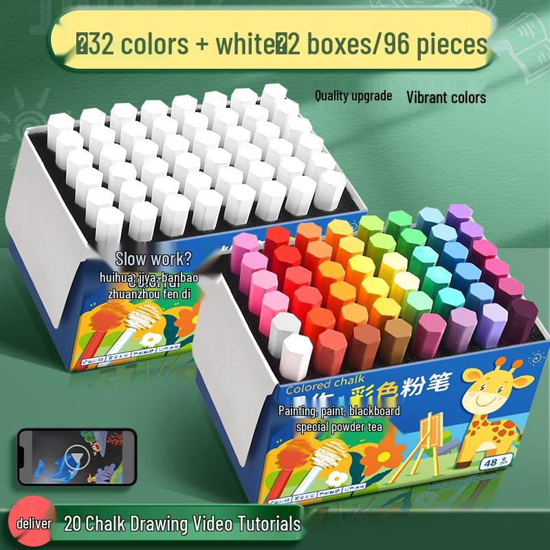 Vivid Dustless Multi-color Chalk for Children and Teachers - Keeps Hands Clean