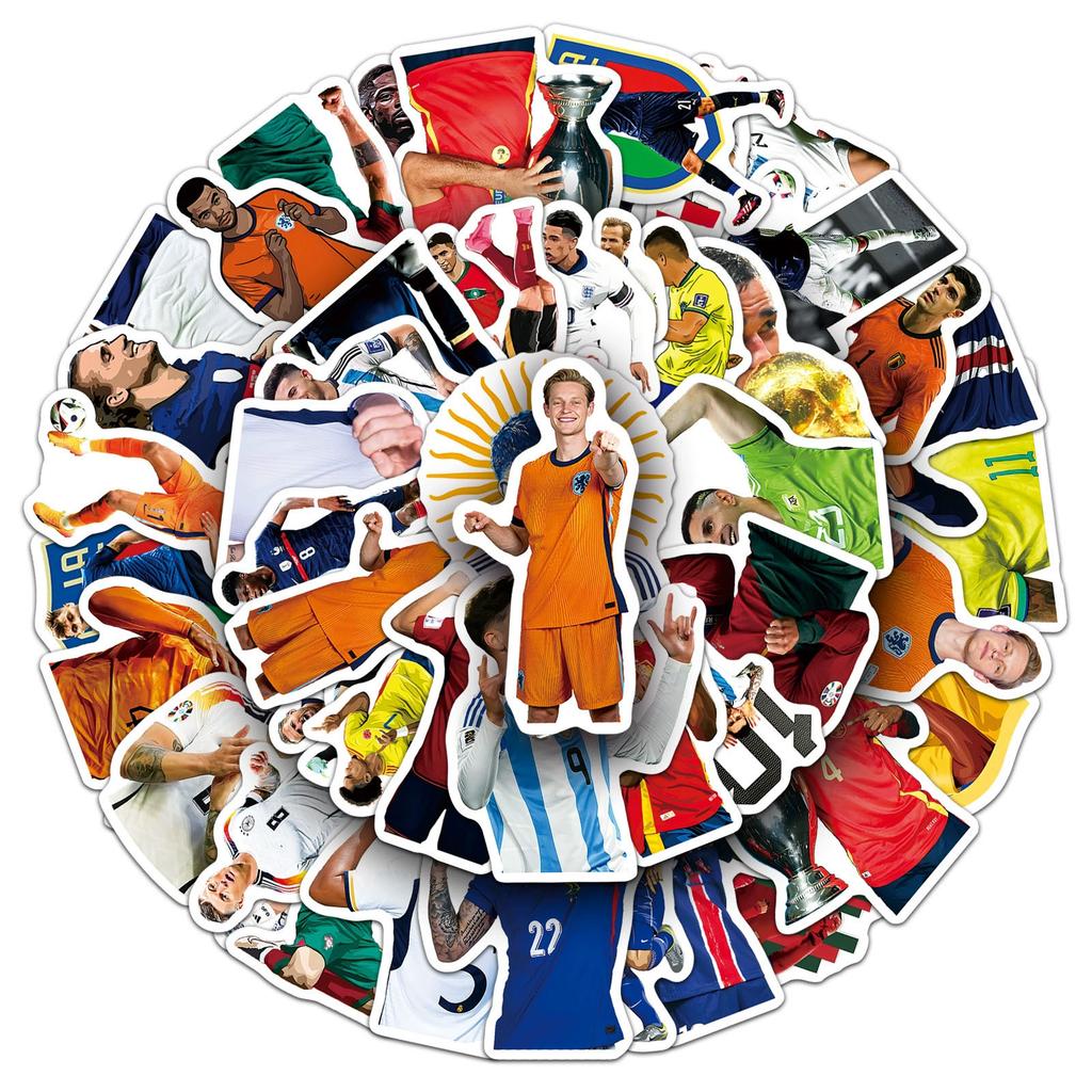 60 Pcs Soccer Star Stickers Sports Theme Decals for Luggage