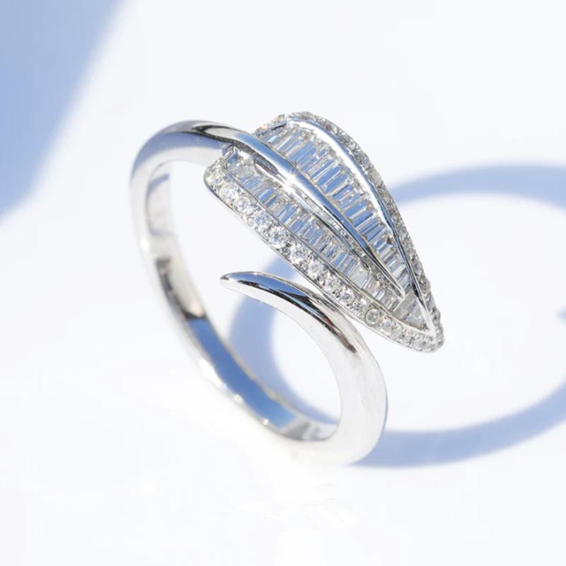 2025 New Leaf Ring Female Ins Cold Style Light Luxury Open Ring Simple  Flower Adjustable Finger