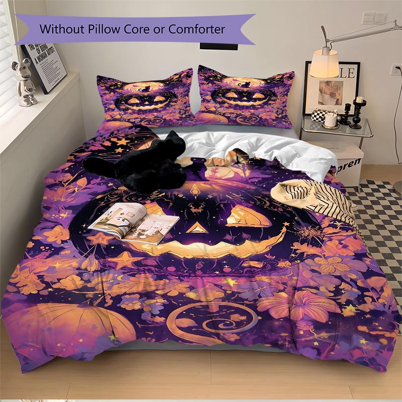 3pcs Halloween Pumpkin Print Cover Set Ultra Soft, Breathable, and Comfortable Bedding with Stylish Design for Bedroom and Guest Room Decor 1 Cov