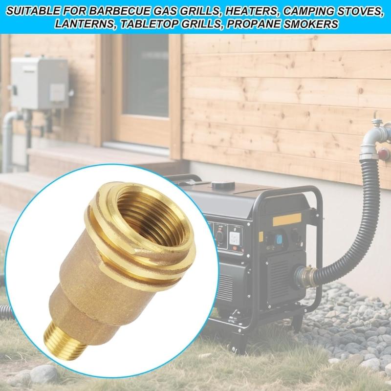 Solid Brass Propane Hose Adapter 1/4" Male Thread Conversion Kit Simple Installation for Gas Grill & Heating Devices