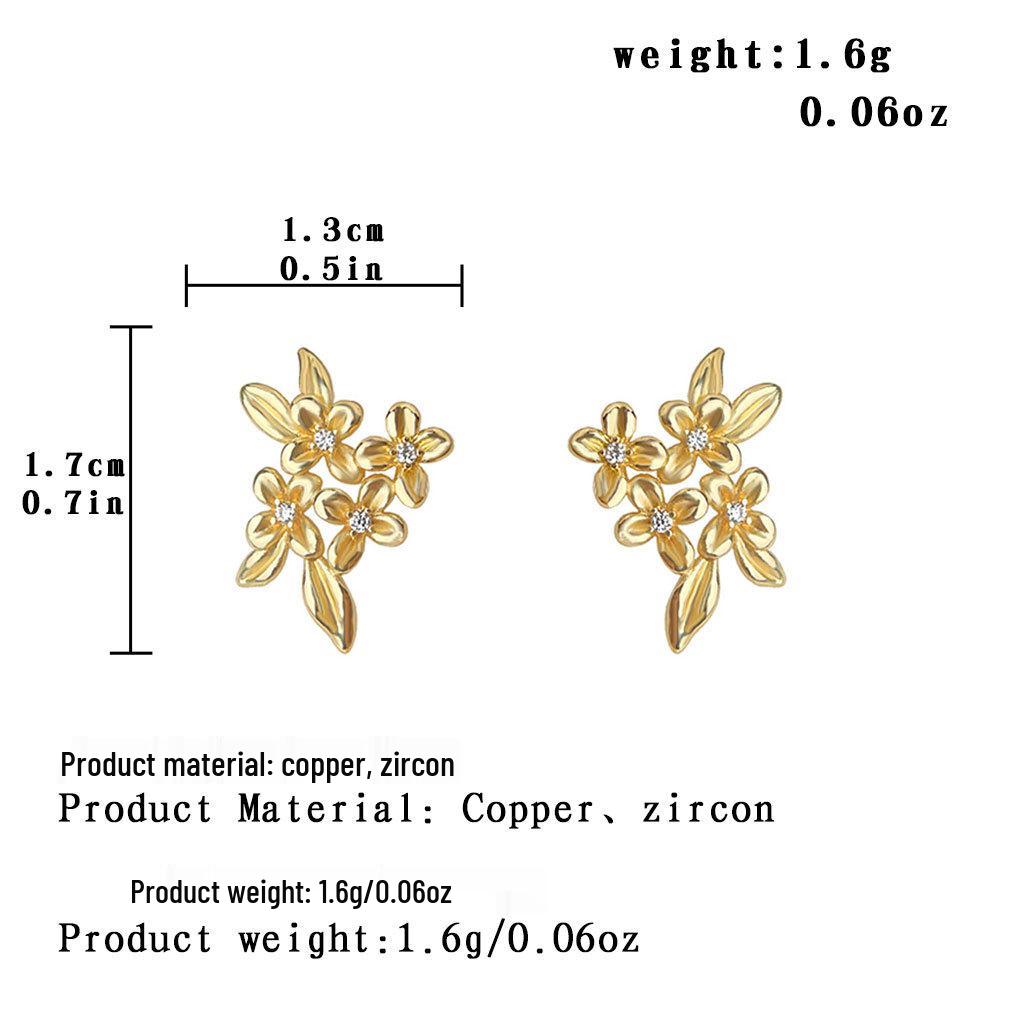 Minimalist 925 Silver Flower Zirconia Stud Earrings - Versatile Light Luxury Earrings for Women