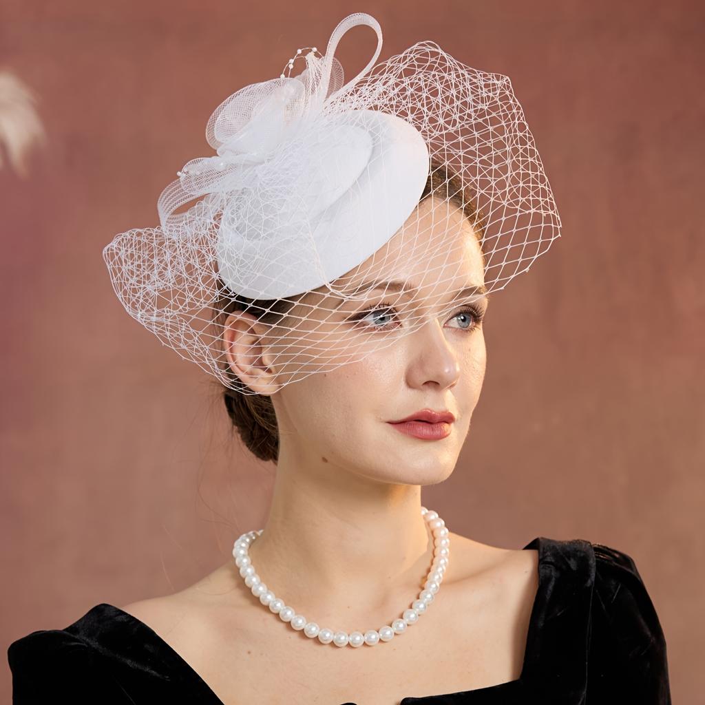 Elegant Charming Hat Tea Party Hat with Floral Decoration Headpiece and Mesh Women's Hair Accessory