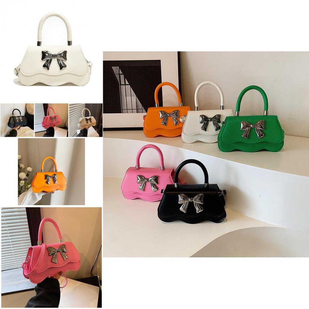 Fashionable Bowknot Small Square Tote Bag For Women Cute Shoulder Crossbody Purse