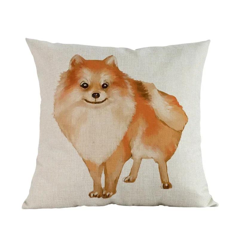 Watercolor Style Pet Dog Cushion Cover Home Living Room Sofa Decoration Pillow Case Chair Car Bedroom Decorative Pillowcase Gift